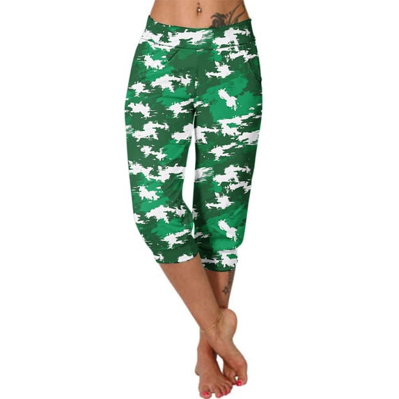 Nuoqisi Yoga Capri Pants for Women with Pockets Workout Leggings High Waist Tummy Control Lounge Pants Activewear
