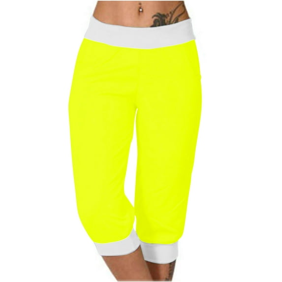Nuoqisi Yoga Capris for Women Cropped Yoga Pants Pull On High Waist Capri Workout Leggings Pants for Running