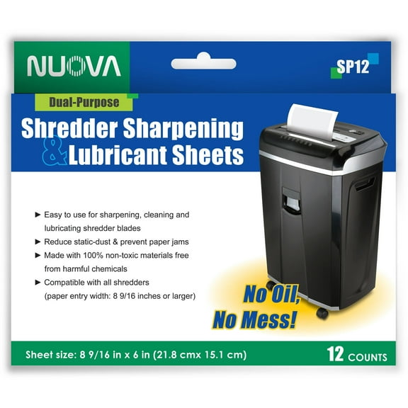 Nuova SP12 Shredder Sharpening and Lubricant Sheets, 12-Count