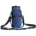 thumbnail image 1 of Nuovoware Water Bottle Carrier Bag with Adjustable Shoulder Hand Strap and 2 Pocket, Sling Neoprene Sleeve Sports Accessories for Hiking Travelling Camping, 40oz, Dark Blue, 1 of 7