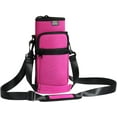 thumbnail image 1 of Nuovoware Water Bottle Carrier Bag with Adjustable Shoulder Hand Strap and 2 Pocket, Sling Neoprene Sleeve Sports Accessories for Hiking Travelling Camping, 25oz, Magenta, 1 of 7