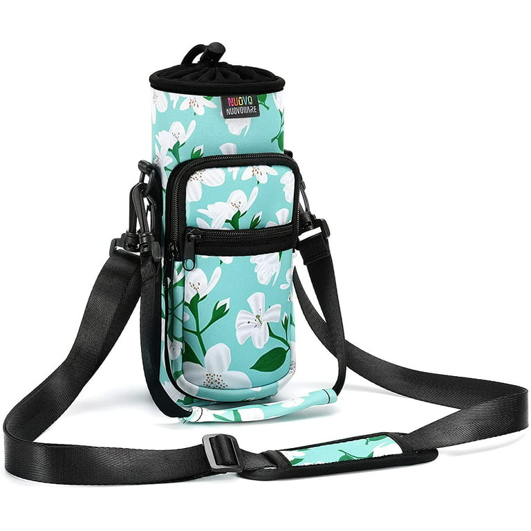 Nuovoware Water Bottle Holder Bag, Bottle Pouch Holder School Supplies,  Adjustable Shoulder Hand Strap 2 Pocket Sling Neoprene Sleeve Sports Water
