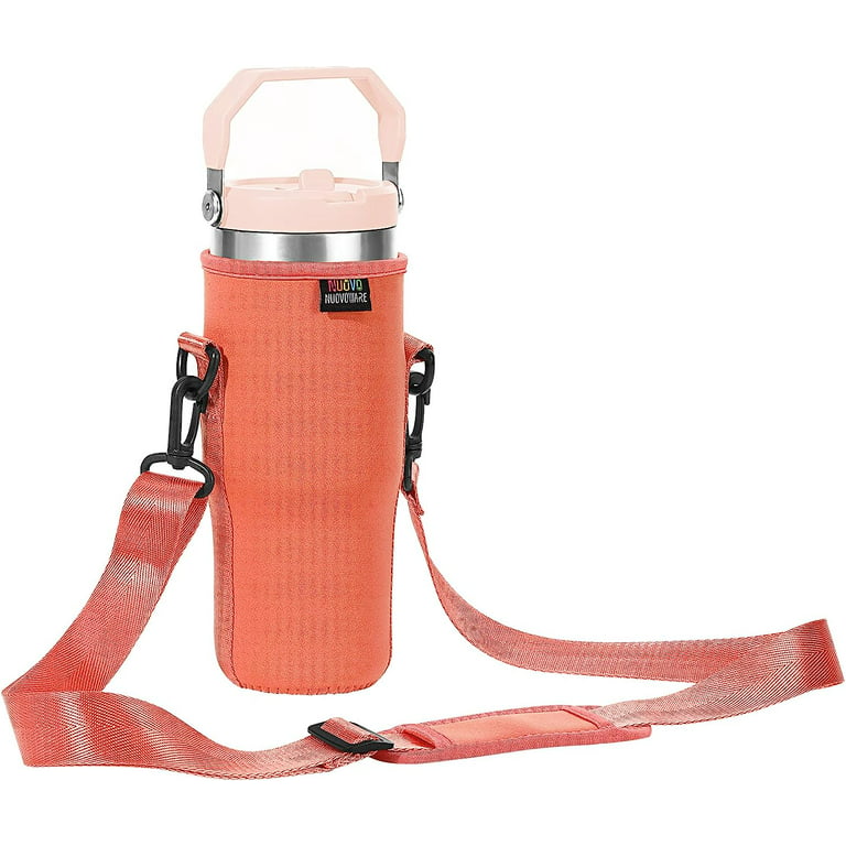 Nuovoware Water Bottle Carrier Bag Fits Stanley Flip Straw Tumbler, 30OZ  Bottle Pouch Holder with Adjustable Shoulder Strap, Neoprene Water Bottle  Holder for Hiking Travelling Camping, Black 