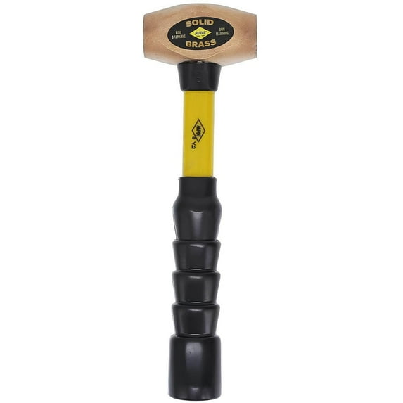 Nupla 4 lb. Non-Sparking Brass Hammer with 12" Fiberglass Handle and SG Grip, 75.30-040E