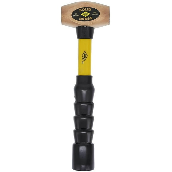 Nupla 4 lb. Non-Sparking Brass Hammer with 12" Fiberglass Handle and SG Grip, 75.30-040E