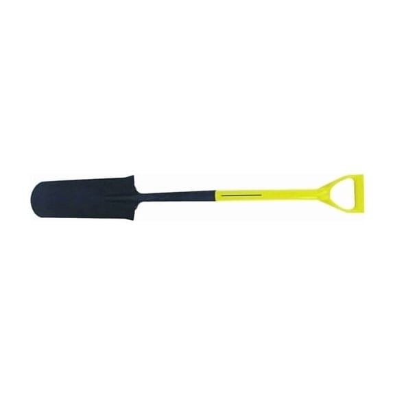 Ergo Power Drain Spade, 14 in x 4.75 in Round Pt Blade, 27 in Fiberglass D-Handle