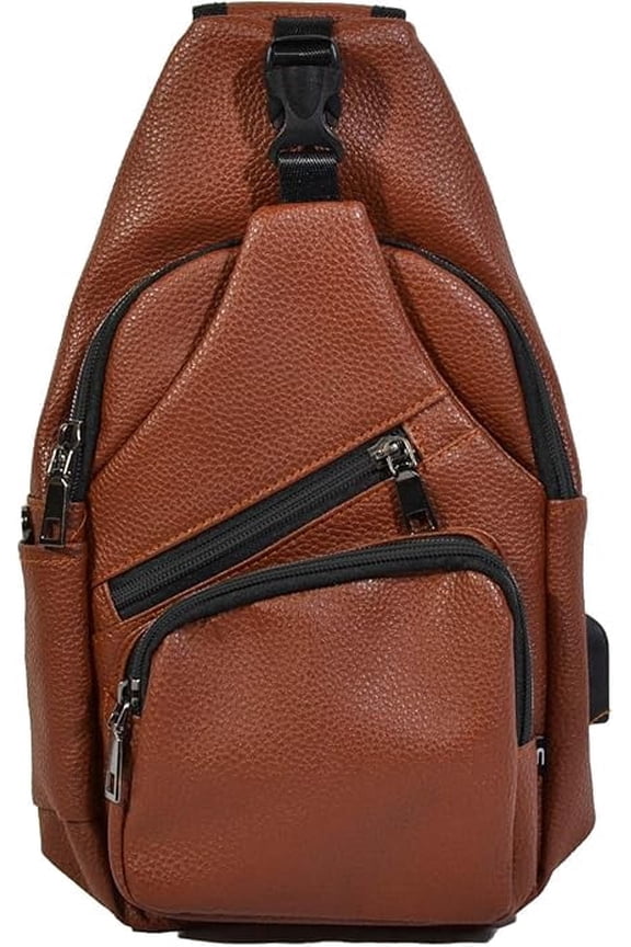 Nupouch Milan Anti-Theft Daypack Crossbody Sling Backpack, Vegan Leather, USB Charging Connector Port, Lightweight Day Pack for Travel, Hiking, Everyday, Large, Copper