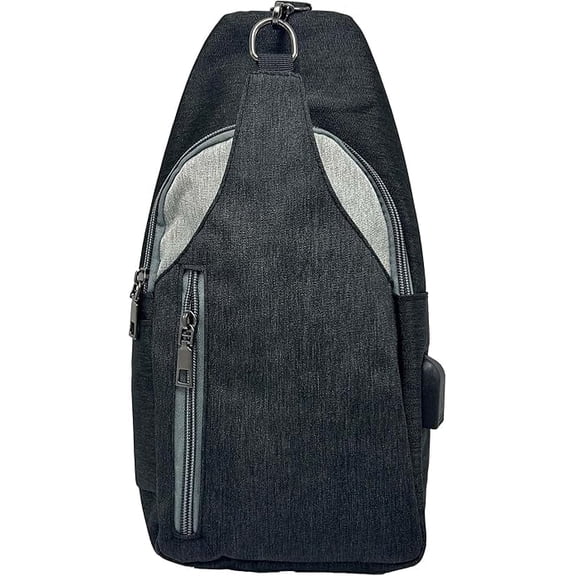 Nupouch Sonoma Antitheft Daypack Crossbody Sling Backpack, USB Charging, Lightweight Day Pack for Travel, Hiking, Everyday, Regular Colorblock Black/Gray