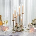 thumbnail image 1 of Nuptio Gold Candelabra Centerpieces for Tables , 6 Arm Gold Hurricane Candle Holder Centerpiece Table Decorations with Removable Glass Cover,1PC, 1 of 12