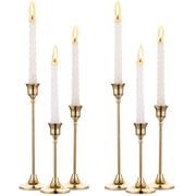 Nuptio 2 Sets6 Pcs Brass Taper Candle Holders for Candlestick , Vintage Gold Candle stick Holders for Table Centerpiece Housewarming Home Decor