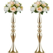 Nuptio 20" Gold Centerpieces for Table Decoration Vases for Wedding Set of 2