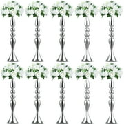 Nuptio 20" Silver Centerpieces for Table Decoration Vases for Wedding Set of 10