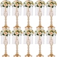 thumbnail image 1 of Nuptio 21.7in/55cm Tall Crystal Gold Wedding Centerpiece Table Vase Decor， Elegant Flower Stand Table Floor Decoration for Birthday Party Event Wedding Reception Bulk 10pcs, 1 of 12