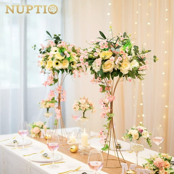Nuptio 26" Tall flower vase for Party Wedding Centerpiece Table Decoration Trumpet Vase Set of 10