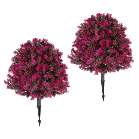 NUPTIO Artificial Hot Pink Topiary Cedar Ball Trees 29” with Ground Spike , UV Resistant Plants Outdoor Front Porch Decor 2 Pack