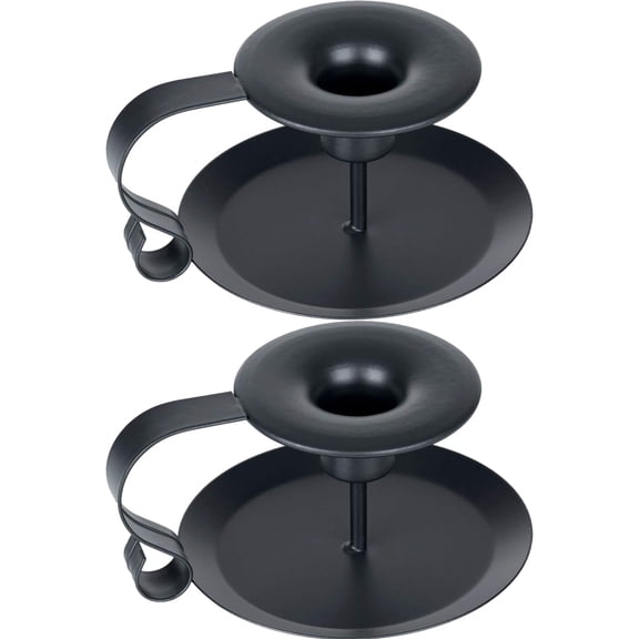 Nuptio Black Metal Taper Candle Holder, Wrought Iron Candlestick Holders with handles Home Decor(2pcs)