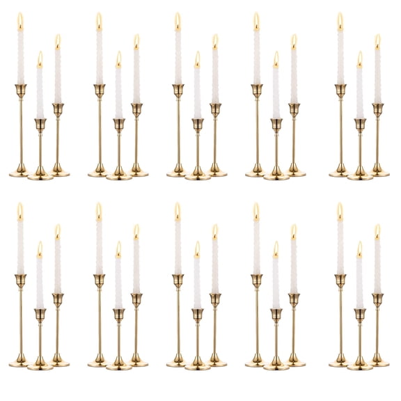 Nuptio 30pcs Brass Gold Candlestick Candle Holders In Bulk Taper Candle Holders Table Centerpiece Decor for Wedding Party Thanksgiving Halloween Birthday Christmas