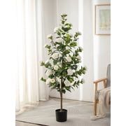 Nuptio 4.9ft Artificial Camellia Trees- Faux Flower Plant for Front Door Porch & Indoor Home Decor 1pc
