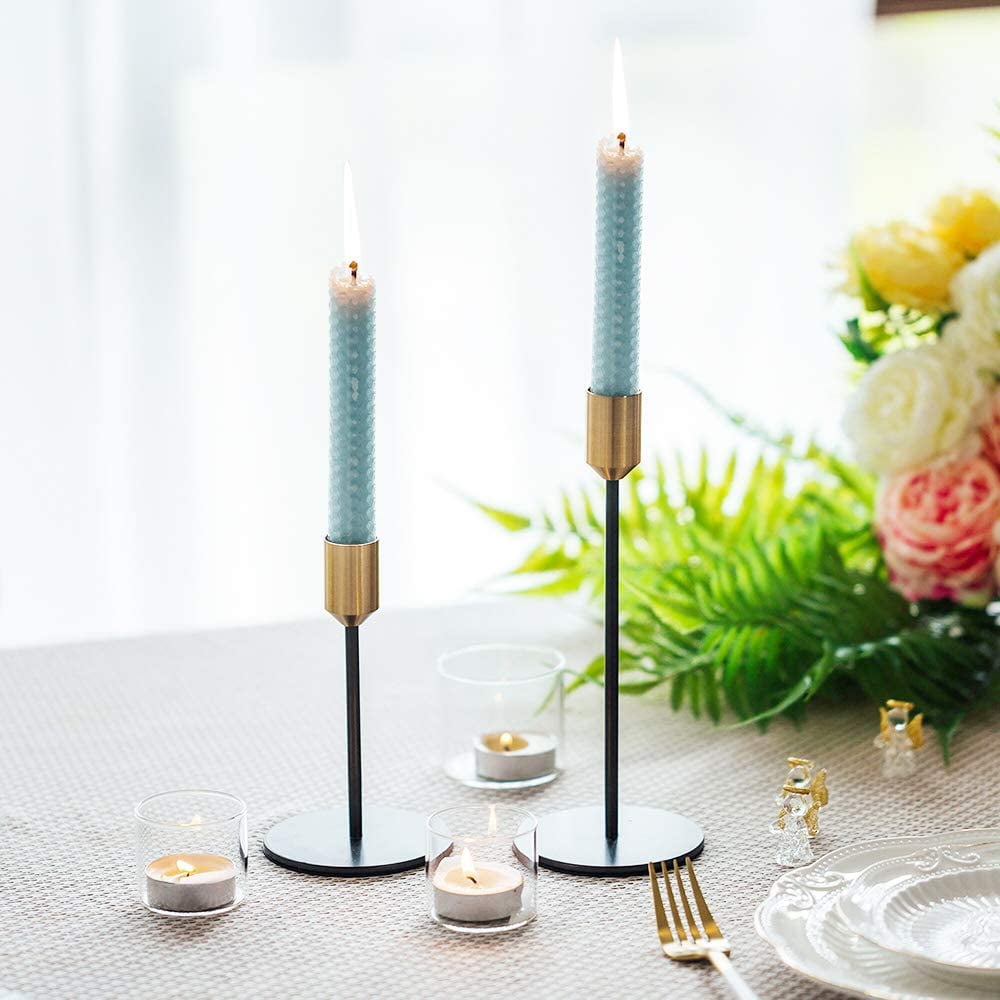 Nuptio Black Candlestick Holders Brass Taper Candle Holder, S+L