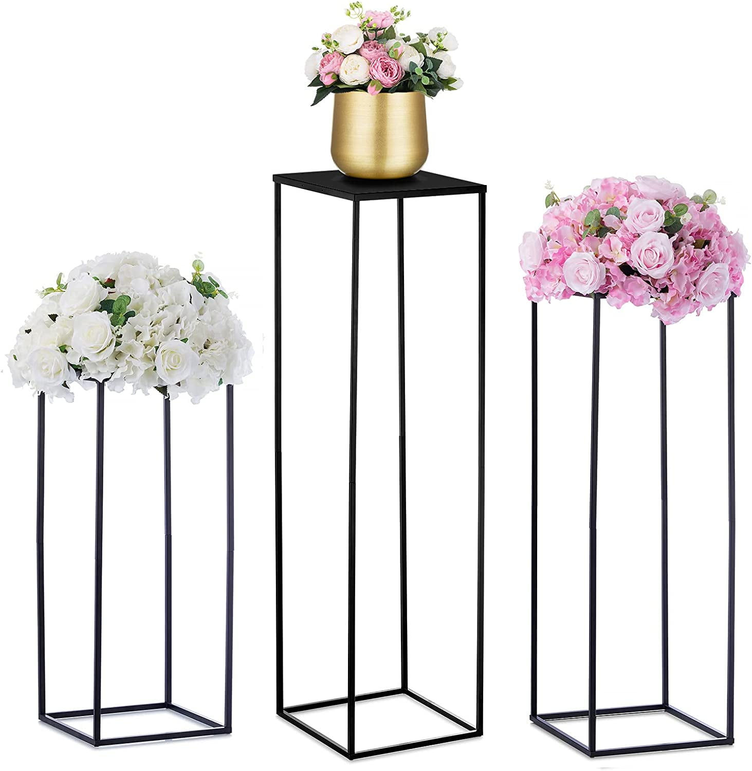 Nuptio Black Vase for Wedding Centrepieces: 3 Pcs Tall Plant Stand ...