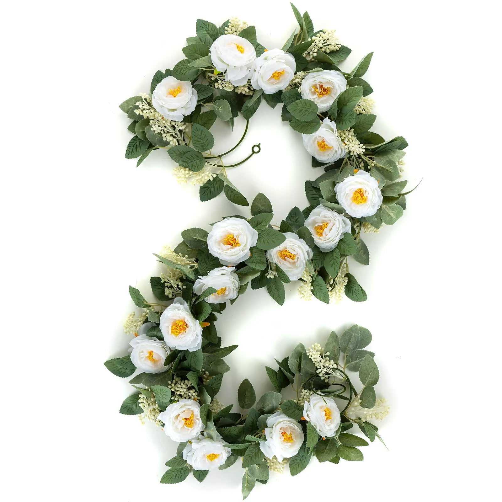 Nuptio Christmas Flower Garland for Wedding Decorations 6.6ft White ...