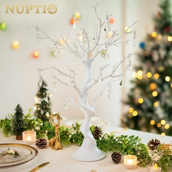 Nuptio 30Inch White Ornament Tree Centerpieces for Tables, Manzanita Branches for Easter, Birthdays, Baby Showers | Reusable Holiday Display with Easy Assembly ,1PC