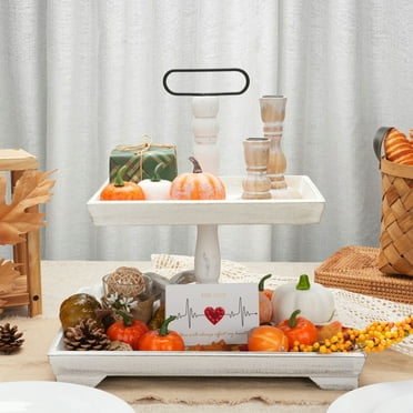 Hanobe Rustic Wooden Decor Stand Pedestal, Wood Tray Risers for ...