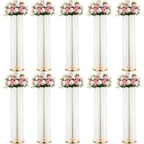 Nuptio Flower Stand for Wedding Gold Crystal Vase for Table Centerpiece Set of 10, 35 Inches