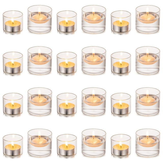 Nuptio Glass Votive Candle Holders Clear Tea Light Holders for Floating