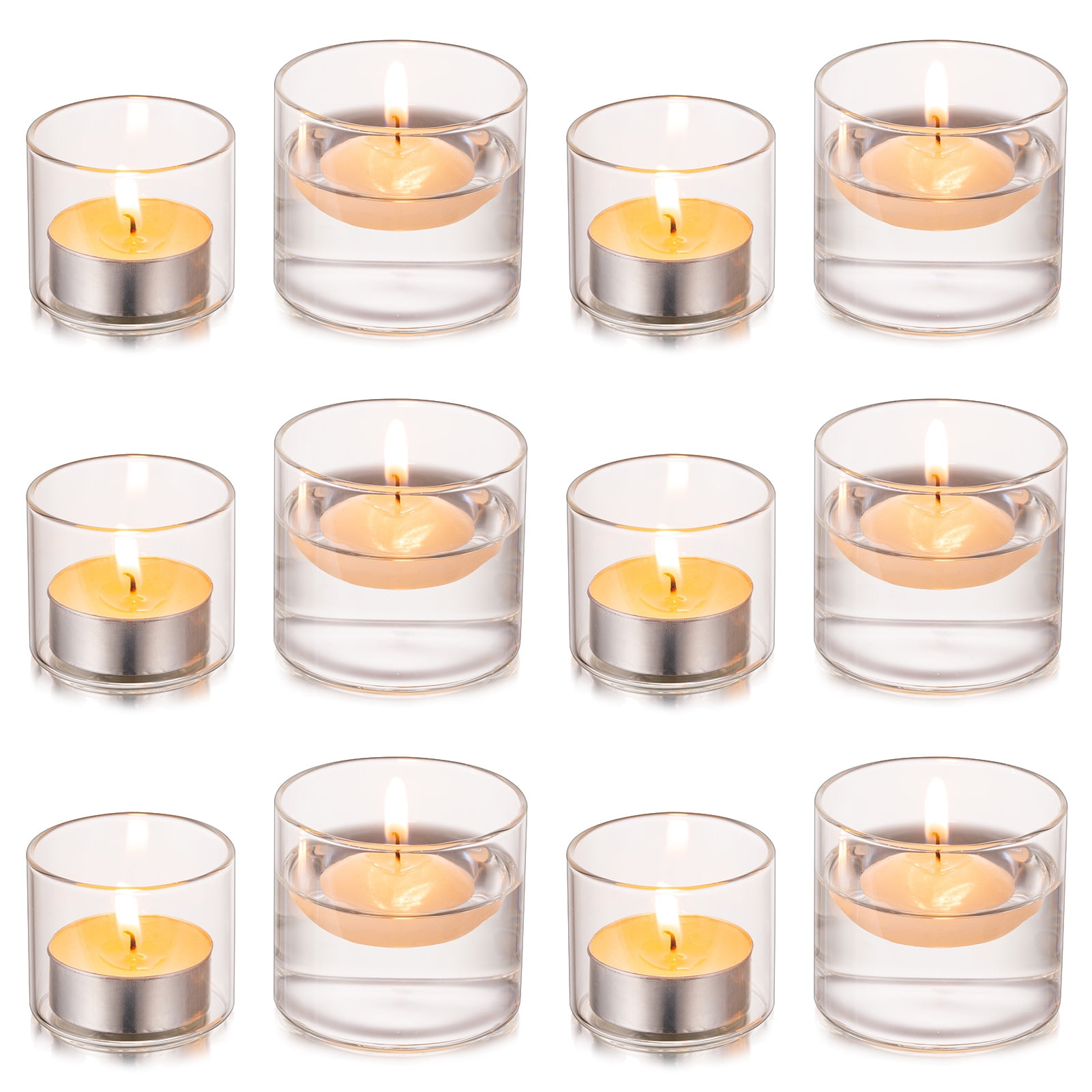 Nuptio Glass Votive Candle Holders Clear Tea Light Holders for Floating