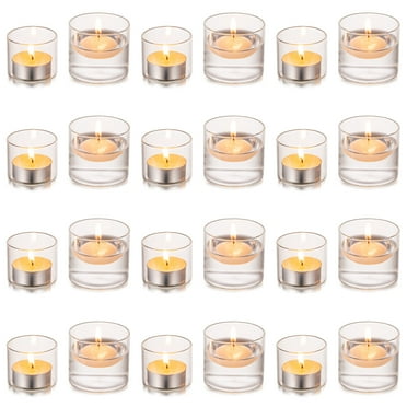 Nuptio Glass Votive Candle Holders Clear Tea Light Holders for Floating and Votives Candles Small Tealight Candleholder for Christmas Wedding Party Table Centerpiece 12S+12L, 1.6" &2" H