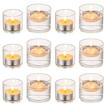 Nuptio Glass Votive Candle Holders ,Clear Tea Light Holders for Floating Candles 6S+6L, 12pcs