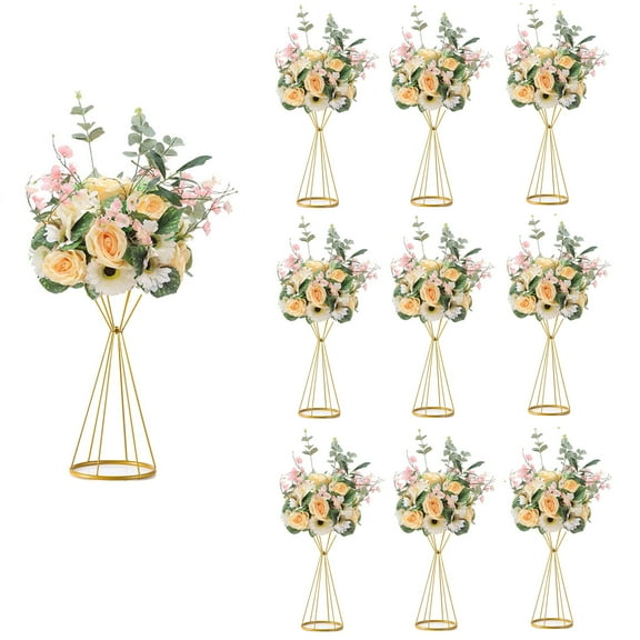 Nuptio Gold Centerpiece for Table，20" Wedding Birthday Party Event Centerpiece Flower Stand Decor 10 Pack