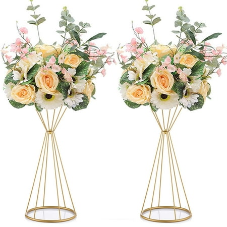 Nuptio Gold Centerpiece for Table Wedding Birthday Party Decorations 20" Flower Stand Decor 2 Pack