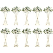 Nuptio Gold Centerpiece for Table Wedding Decorations 27" Flower Stand 10 Pack