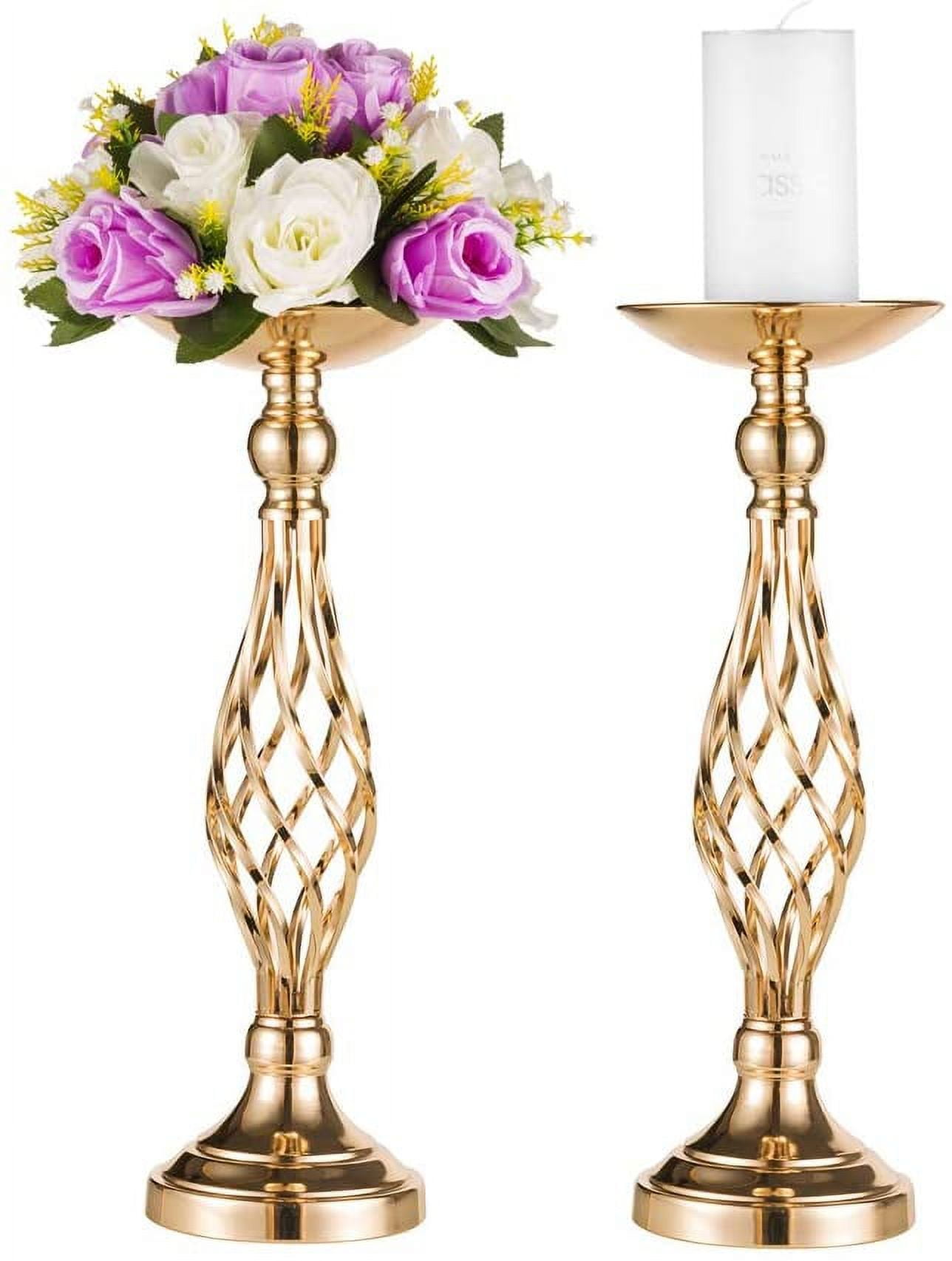 Nuptio Gold Wedding Centerpiece For Table 16" Flower Column Stand ...