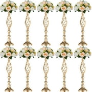 Nuptio Gold Flower Stand for Table Centerpiece 23" Wedding Vase Decorations Set of 10