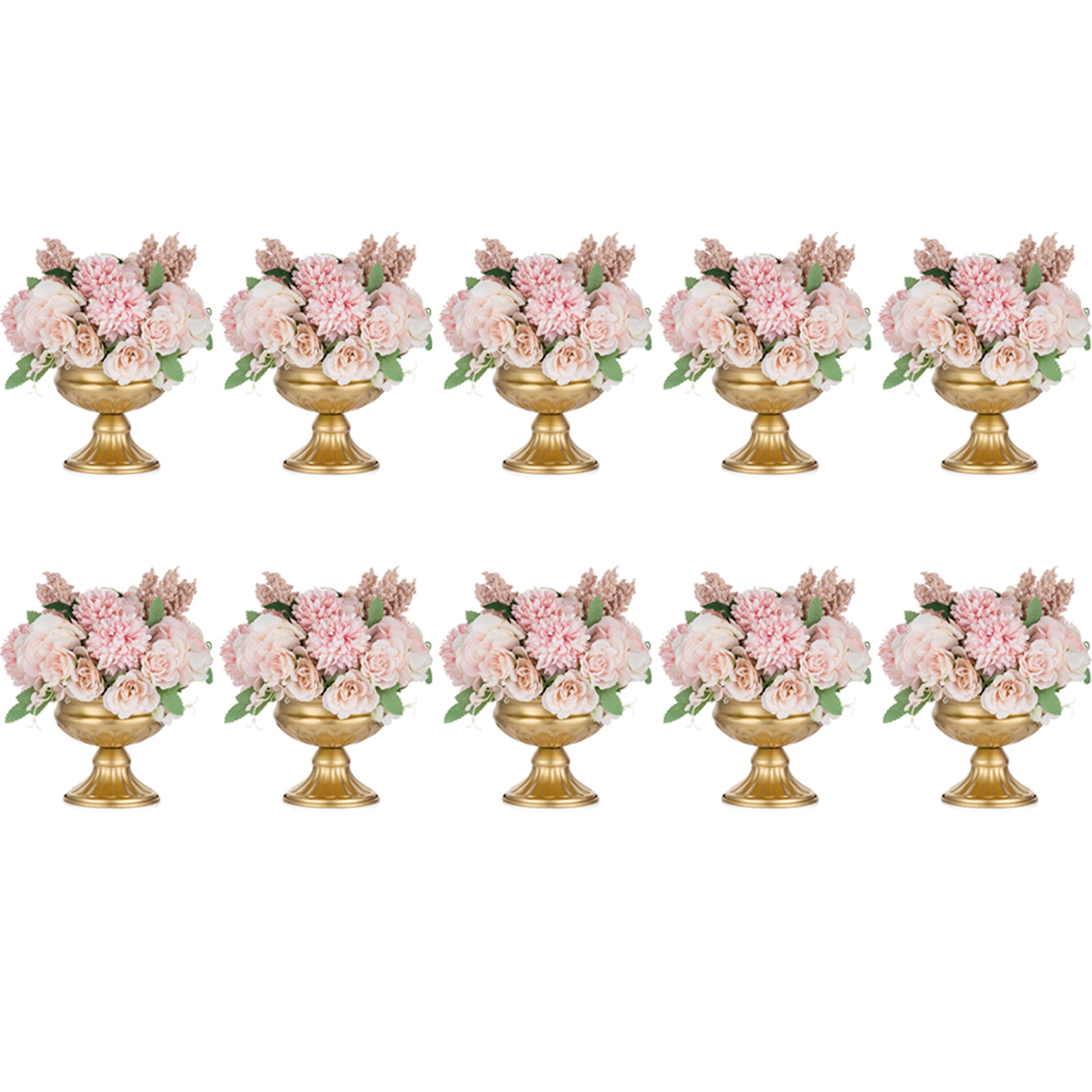 Nuptio Small Gold Vase for Centerpiece Metal Compote Bowl Set of 10, 5.