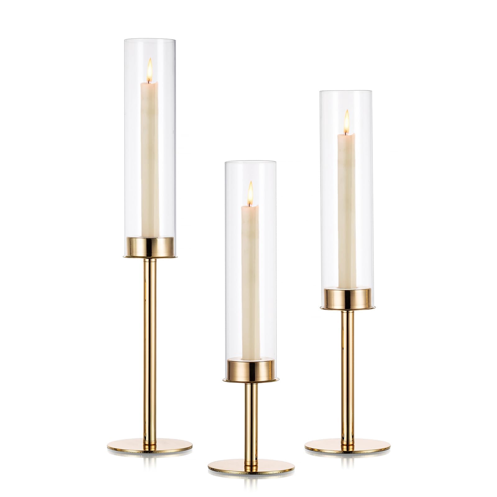 Nuptio Set Of 3 Gold Mercury Glass Candle Holders – Glass Tealight Holders For Wedding & Holiday Centerpieces