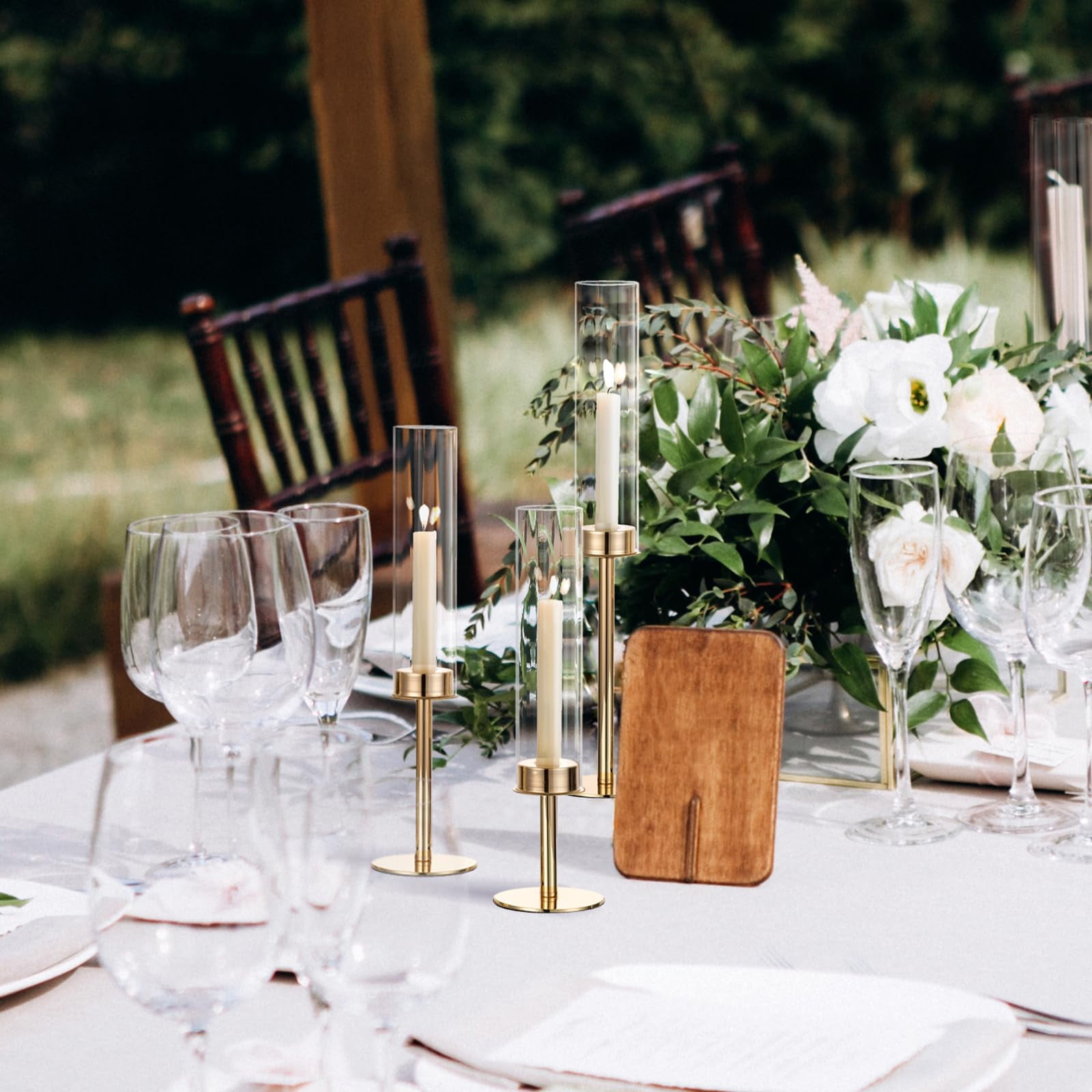 NUPTIO Gold Tall Trumpet Vases – Set Of 6 Metal Centerpiece Stands For Weddings & Party Decor (21.9 Inches)