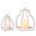 thumbnail image 1 of Nuptio Wood Lanterns Decorative Indoor: Farmhouse Hanging Candle Holder Set of 2 White Table Centerpiece Fireplace Mantle  Fall Decoration, 1 of 7