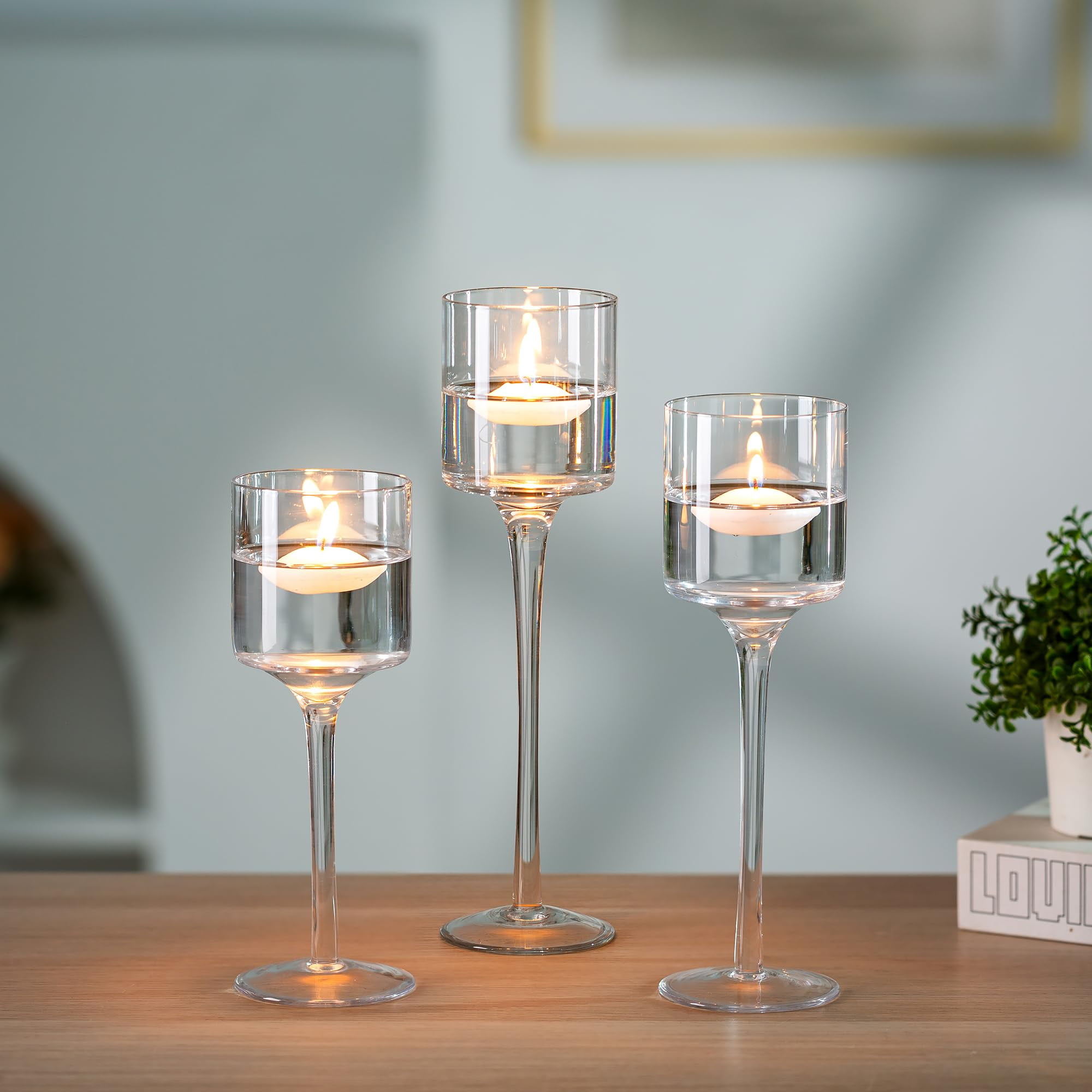 Clear Glass Hurricane Tealight Candle Holders Set of 3