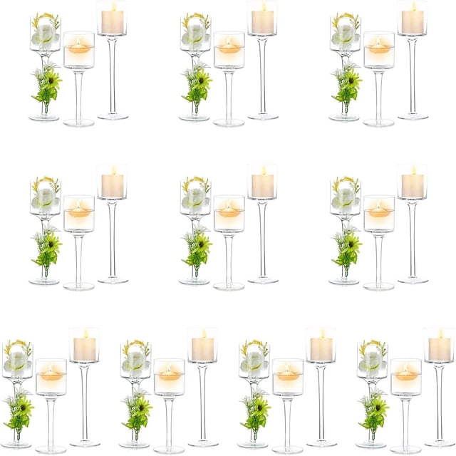 Nuptio Set of 30 Tall Hurricane Glass Candle Holders for Table Decor ...