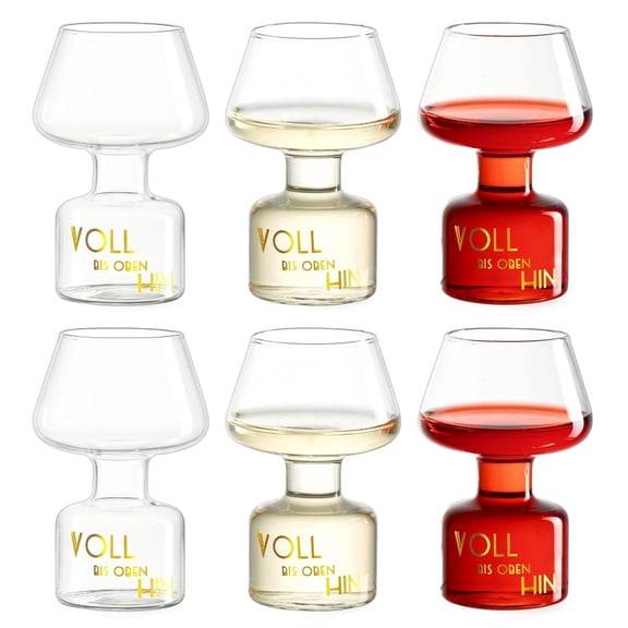 NUPTIO Wine Glasses Set of 6, 120 ml Mouth-Blown Crystal Shot Glasses  for Christmas Dinner Birthday Party Wedding Home Bar Wine Lover Gifts
