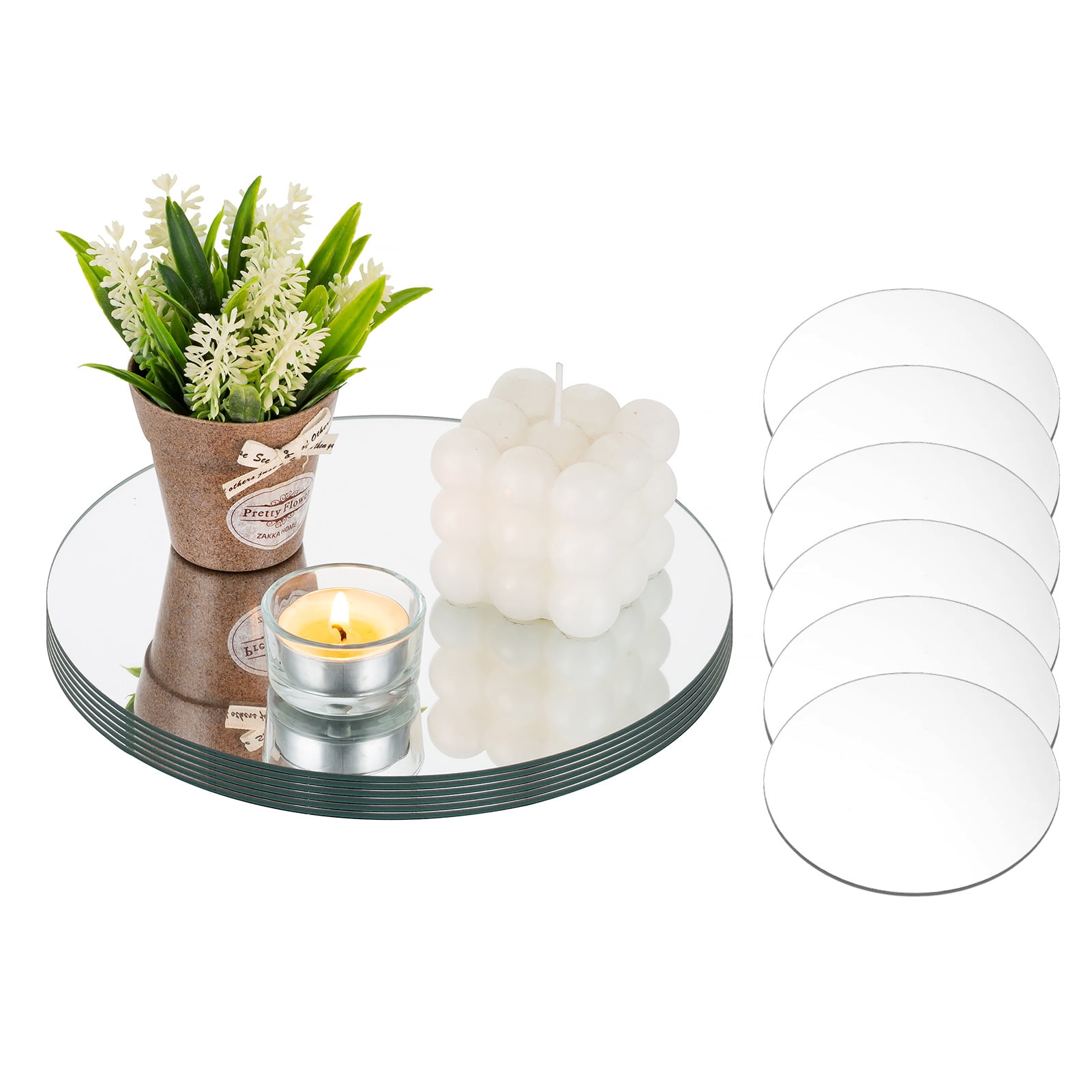 Nuptio Round Mirror Centerpieces for Tables 12 Pcs Glass Candle Holders