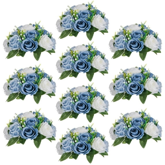 Nuptio Blue Flowers Artificial for Decoration Silk Kissing Balls for Wedding Bulk - Artificial Flower Ball Center Pieces Decoration for Table Floral Arrangement