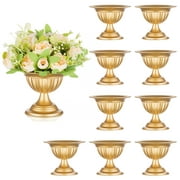 Nuptio Small Gold Vase for Centerpiece Metal Compote Bowl Set of 10, 5.1"