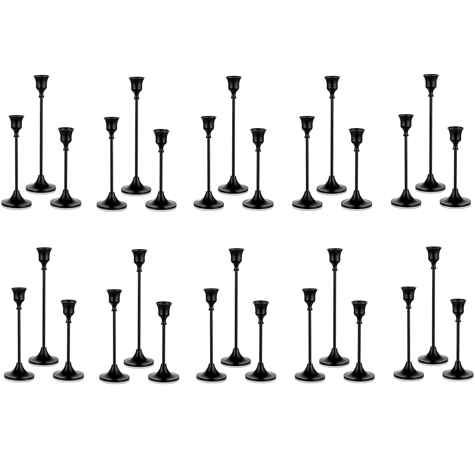 Nuptio Set of 30 Black Candlestick Holders - Tapered, Bulk, Wedding ...
