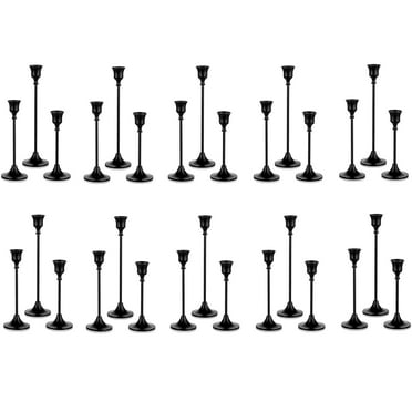 Nuptio Taper Candle Holders In Bulk Black Candlestick Candle Holders for Mantel Home Decor Wedding Dinning Table Centerpiece Set of 30