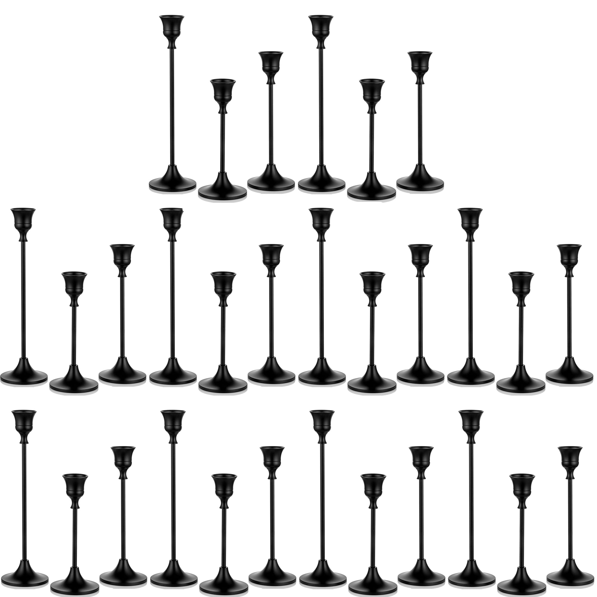 Nuptio Taper Candle Holders In Bulk Black Candlestick Holders Set of 30